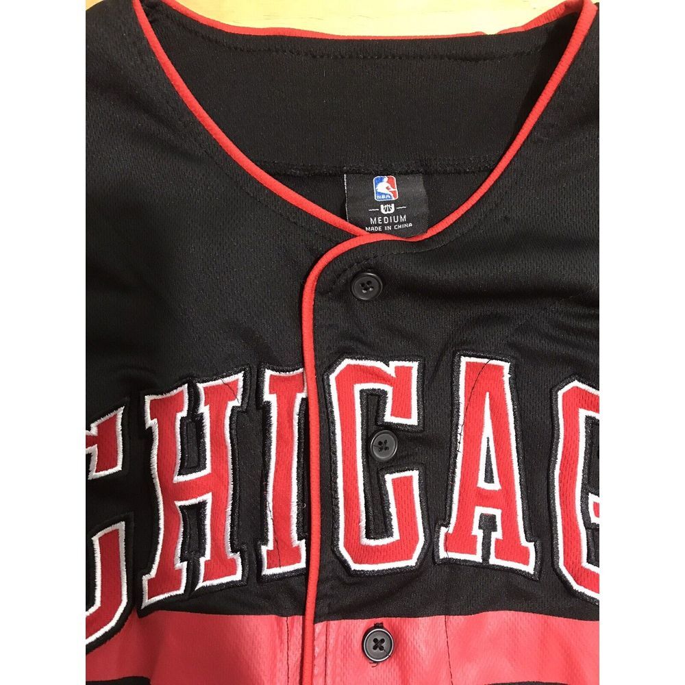 NBA Basketball Chicago‎ Bulls Jersey Mens Medium Black Red #66 Button Front - Picture 6 of 10